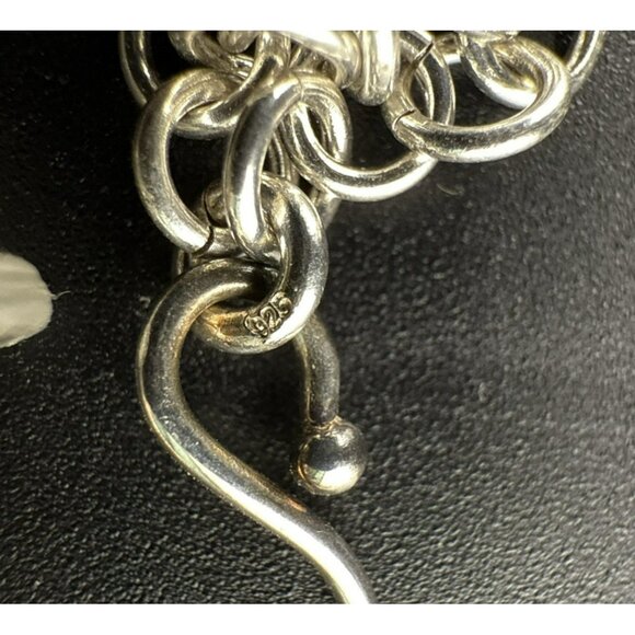 Michael Dawkins Earrings Sterling Silver Pebbled Granulated Link Dangle Drop 925 - Picture 9 of 13